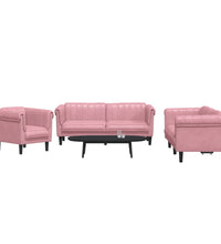 3-tlg. Sofagarnitur Rosa Samt