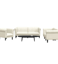 3-tlg. Sofagarnitur Creme Samt