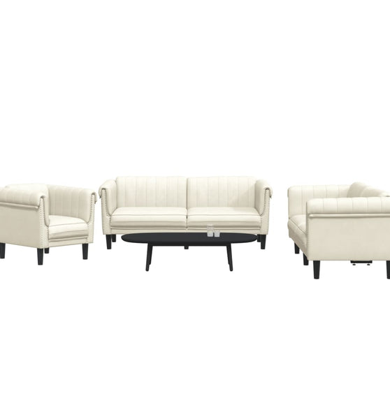 3-tlg. Sofagarnitur Creme Samt