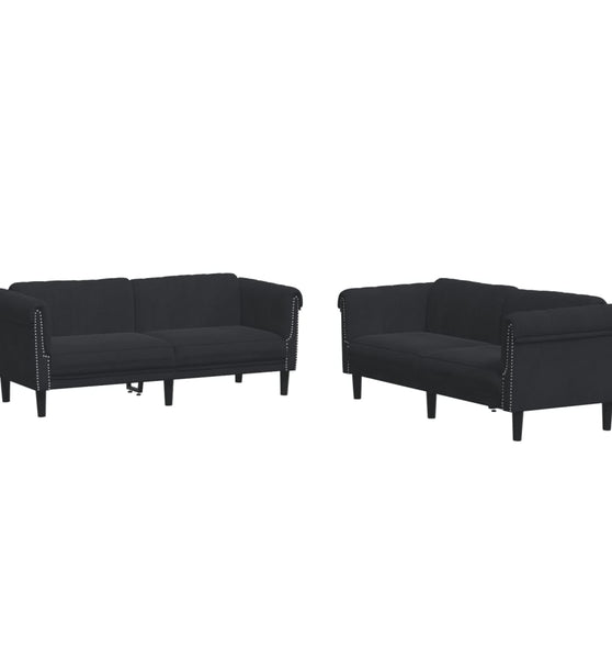 2-tlg. Sofagarnitur Schwarz Samt