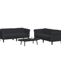 2-tlg. Sofagarnitur Schwarz Samt