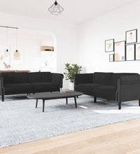 2-tlg. Sofagarnitur Schwarz Samt