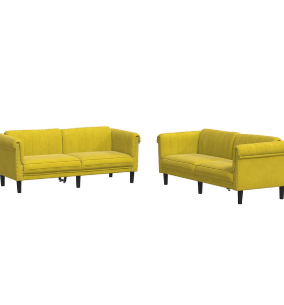 2-tlg. Sofagarnitur Gelb Samt
