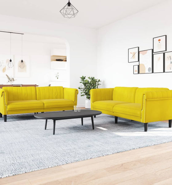 2-tlg. Sofagarnitur Gelb Samt