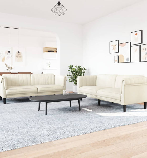 2-tlg. Sofagarnitur Creme Samt