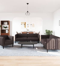 3-tlg. Sofagarnitur Dunkelbraun Stoff