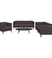 3-tlg. Sofagarnitur Dunkelbraun Stoff