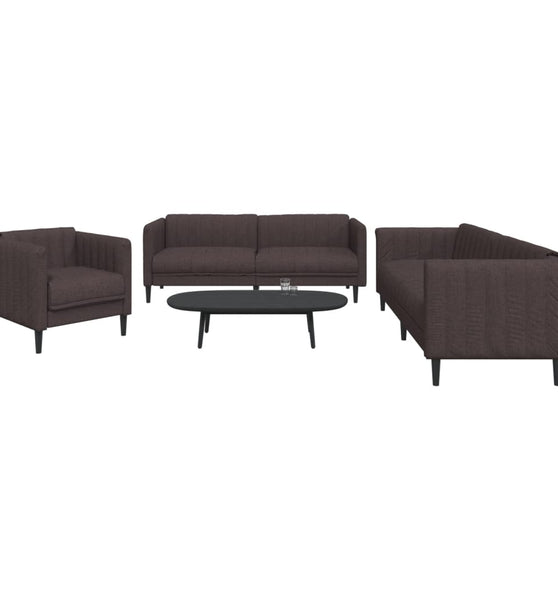 3-tlg. Sofagarnitur Dunkelbraun Stoff