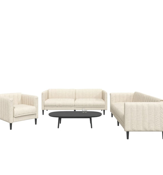3-tlg. Sofagarnitur Creme Stoff