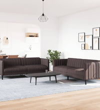 2-tlg. Sofagarnitur Dunkelbraun Stoff