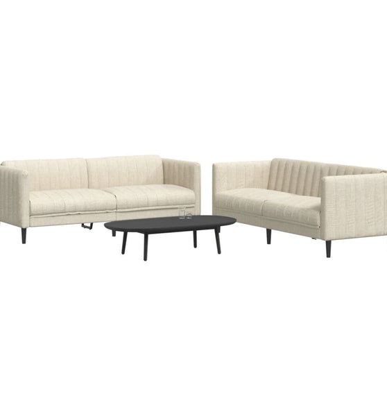 2-tlg. Sofagarnitur Creme Stoff