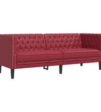 3-tlg. Chesterfield-Sofa-Set Weinrot Kunstleder