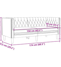 3-tlg. Chesterfield-Sofa-Set Weinrot Kunstleder