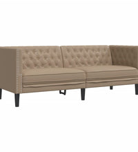 3-tlg. Chesterfield-Sofa-Set Cappuccino Kunstleder