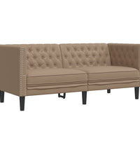 3-tlg. Chesterfield-Sofa-Set Cappuccino Kunstleder