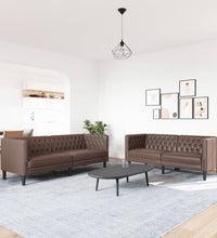 2-tlg. Chesterfield-Sofa-Set Braun Kunstleder