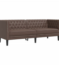 2-tlg. Chesterfield-Sofa-Set Braun Kunstleder