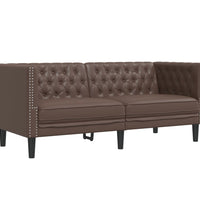 2-tlg. Chesterfield-Sofa-Set Braun Kunstleder