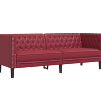 2-tlg. Chesterfield-Sofa-Set Weinrot Kunstleder