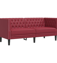 2-tlg. Chesterfield-Sofa-Set Weinrot Kunstleder