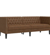 2-tlg. Chesterfield-Sofa-Set Braun Kunstleder Wildleder-Optik