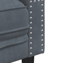 3-tlg. Chesterfield-Sofa-Set mit Nackenrollen Dunkelgrau Samt