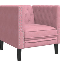 3-tlg. Chesterfield-Sofa-Set mit Nackenrollen Rosa Samt