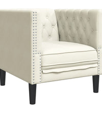 3-tlg. Chesterfield-Sofa-Set mit Nackenrollen Creme Samt