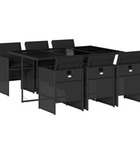 7-tlg. Garten-Essgruppe mit Kissen Schwarz Poly Rattan