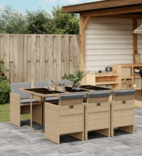 7-tlg. Garten-Essgruppe mit Kissen Beigemischung Poly Rattan