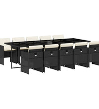 11-tlg. Garten-Essgruppe mit Kissen Schwarz Poly Rattan