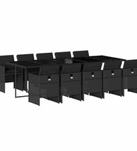 11-tlg. Garten-Essgruppe mit Kissen Schwarz Poly Rattan