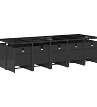 11-tlg. Garten-Essgruppe mit Kissen Schwarz Poly Rattan
