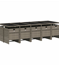 11-tlg. Garten-Essgruppe mit Kissen Grau Poly Rattan