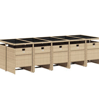 11-tlg. Garten-Essgruppe mit Kissen Beige Poly Rattan