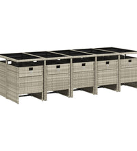 11-tlg. Garten-Essgruppe mit Kissen Hellgrau Poly Rattan