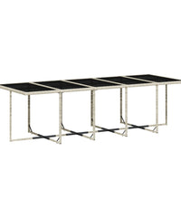 11-tlg. Garten-Essgruppe mit Kissen Hellgrau Poly Rattan