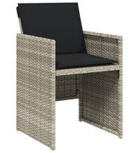 11-tlg. Garten-Essgruppe mit Kissen Hellgrau Poly Rattan