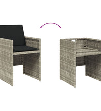 11-tlg. Garten-Essgruppe mit Kissen Hellgrau Poly Rattan