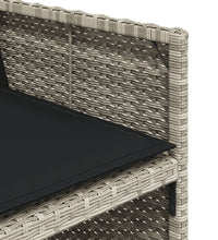 11-tlg. Garten-Essgruppe mit Kissen Hellgrau Poly Rattan