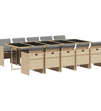 11-tlg. Garten-Essgruppe mit Kissen Beigemischung Poly Rattan