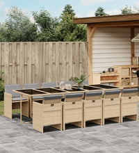 11-tlg. Garten-Essgruppe mit Kissen Beigemischung Poly Rattan