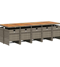 11-tlg. Garten-Essgruppe mit Kissen Grau Poly Rattan