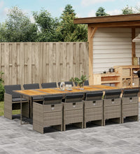 11-tlg. Garten-Essgruppe mit Kissen Grau Poly Rattan