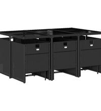 11-tlg. Garten-Essgruppe mit Kissen Schwarz Poly Rattan