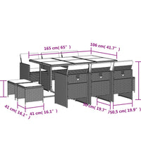 11-tlg. Garten-Essgruppe mit Kissen Schwarz Poly Rattan
