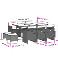11-tlg. Garten-Essgruppe mit Kissen Braun Poly Rattan