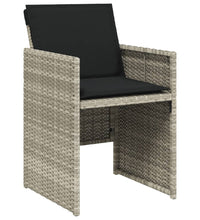 11-tlg. Garten-Essgruppe mit Kissen Hellgrau Poly Rattan