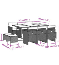 11-tlg. Garten-Essgruppe mit Kissen Hellgrau Poly Rattan