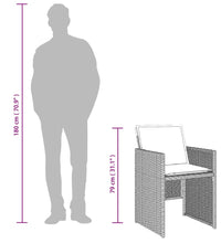 11-tlg. Garten-Essgruppe mit Kissen Hellgrau Poly Rattan